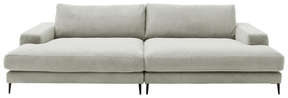 BIGSOFA in Cord Hellgrau  - Hellgrau/Schwarz, Design, Textil/Metall (296/83/177cm) - Dieter Knoll