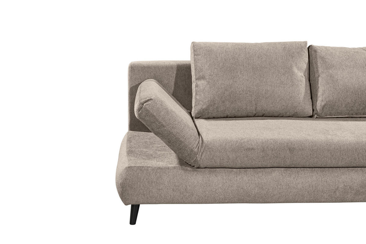 KANAPÉÁGY textil, faalapú anyag bézs  - bézs/fekete, Konventionell, műanyag/faalapú anyag (212/88/101cm) - MID.YOU