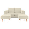 ZWEISITZER-SOFA inkl. Hocker Webstoff Creme  - Creme/Schwarz, Design, Kunststoff/Textil (172/96/107cm) - LOOKS by W.Joop