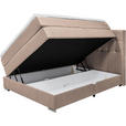 BOXSPRINGBETT 140/200 cm,  in Hellbraun, Bettkasten, Topper, Matratzen, H3 + H3 = fest  - Hellbraun/Alufarben, KONVENTIONELL, Kunststoff/Textil (140/200cm) - Carryhome