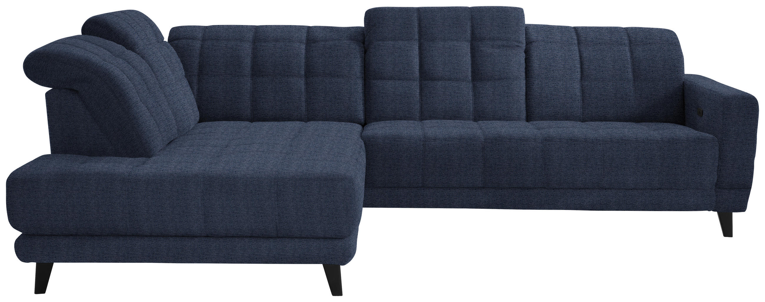 ECKSOFA in Webstoff Dunkelblau  216/302 cm  - Schwarz/Dunkelblau, Design, Holz/Textil (216/302cm) - Xora