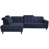 ECKSOFA in Webstoff Dunkelblau  216/302 cm  - Schwarz/Dunkelblau, Design, Holz/Textil (216/302cm) - Xora