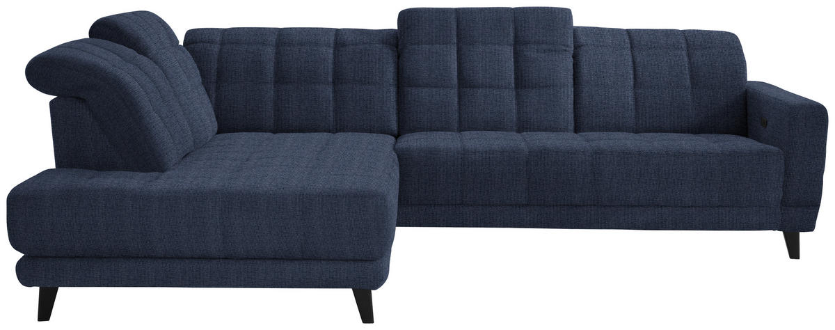 ECKSOFA in Webstoff Dunkelblau  - Schwarz/Dunkelblau, Design, Holz/Textil (216/302cm) - Xora