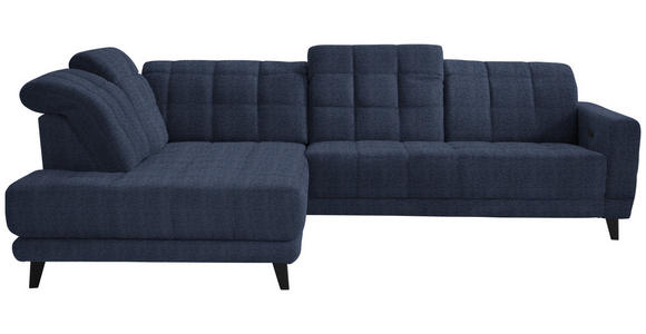 ECKSOFA in Webstoff Dunkelblau 216/302 cm - Schwarz/Dunkelblau, Design, Holz/Textil (216/302cm) - Xora