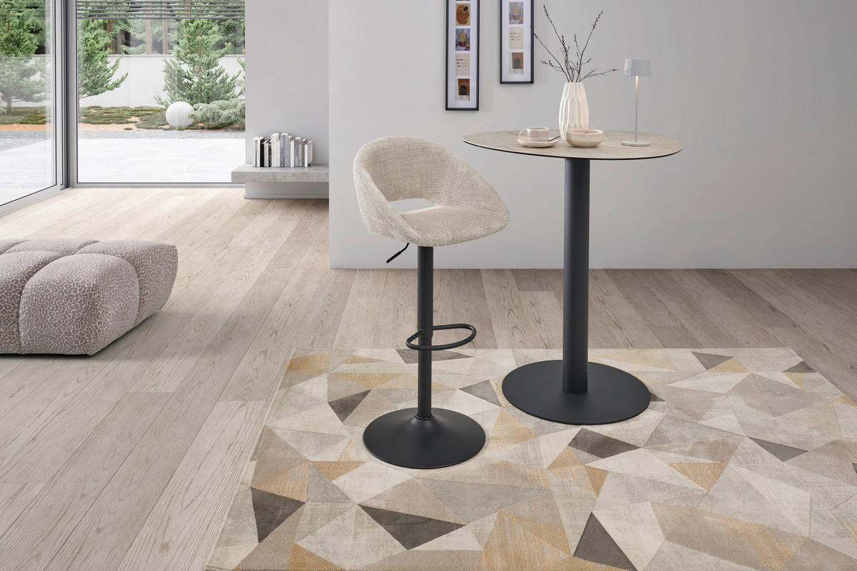 BAROVÁ STOLIČKA, béžová - čierna/béžová, Modern, kov/textil (52/89-110/49cm) - MID.YOU