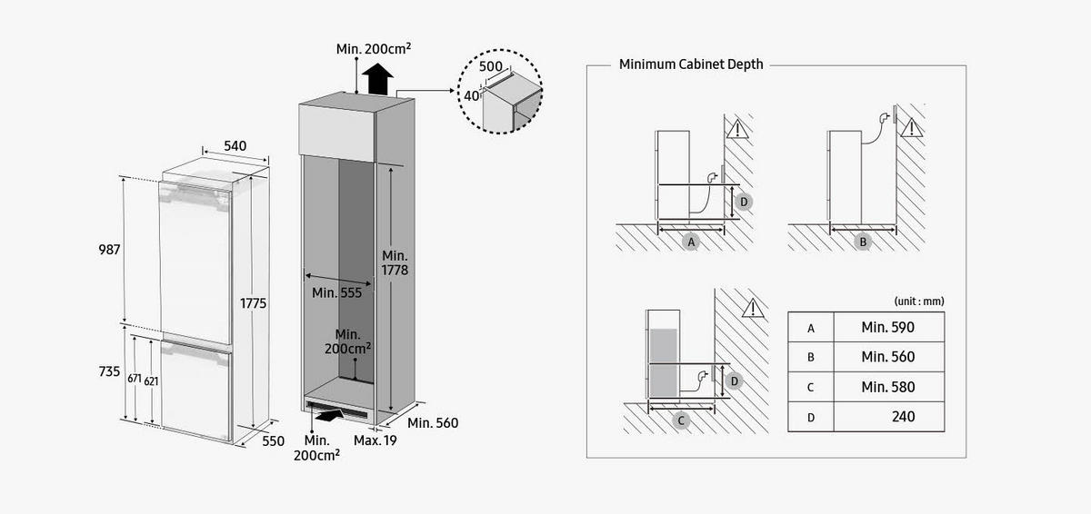 KÜHL-GEFRIER-KOMBINATION 54,0/177,5/55,0 cm BRB80F26ADF0EF  - Weiß, Basics, Glas/Kunststoff (54,0/177,5/55,0cm) - Samsung