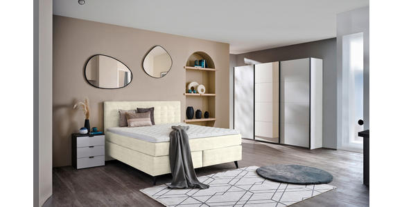 BOXSPRINGBETT 200/200 cm  in Creme  - Creme/Schwarz, KONVENTIONELL, Holz/Textil (200/200cm) - Voleo