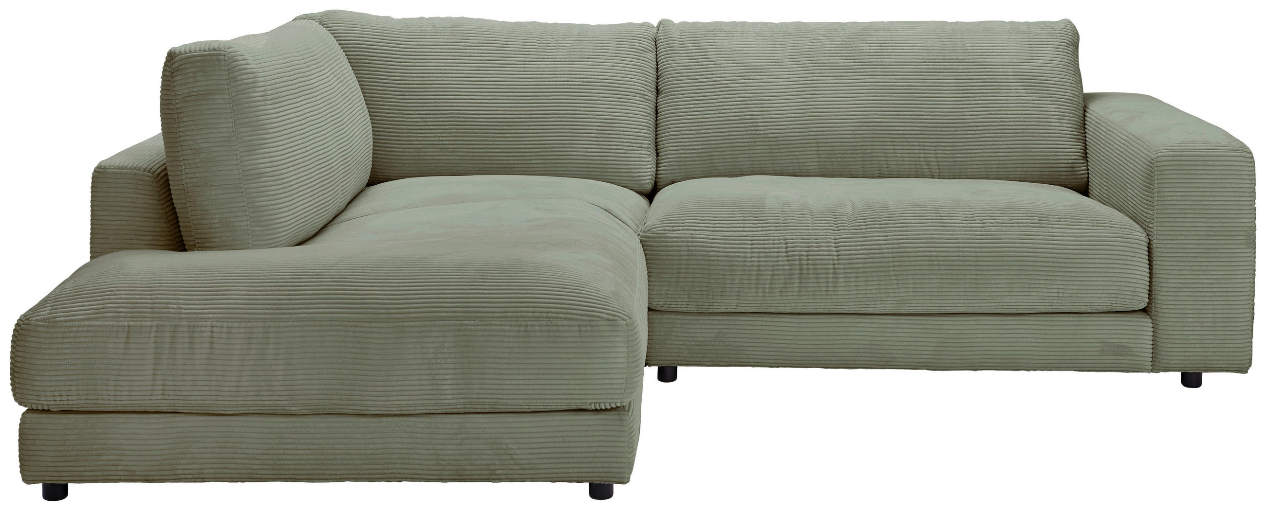 ECKSOFA in Cord Dunkelgrün  - Dunkelgrün/Schwarz, Design, Kunststoff/Textil (224/265cm) - Hom`in