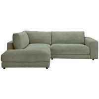 ECKSOFA in Cord Dunkelgrün  - Dunkelgrün/Schwarz, Design, Kunststoff/Textil (224/265cm) - Hom`in