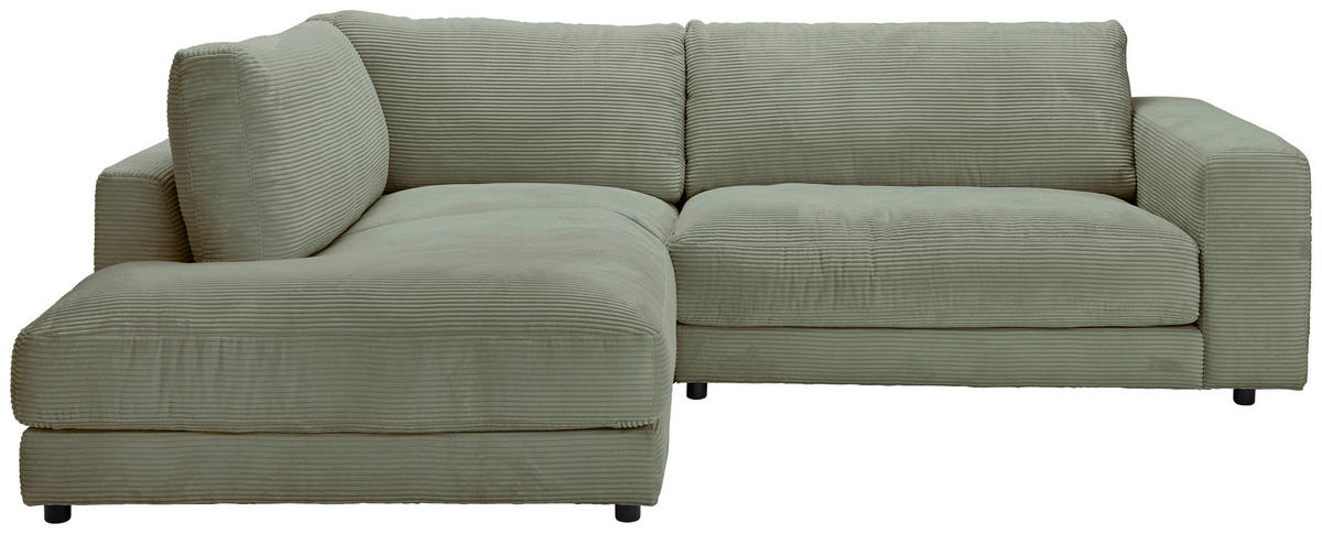 ECKSOFA in Cord Dunkelgrün  - Dunkelgrün/Schwarz, Design, Kunststoff/Textil (224/265cm) - Hom`in