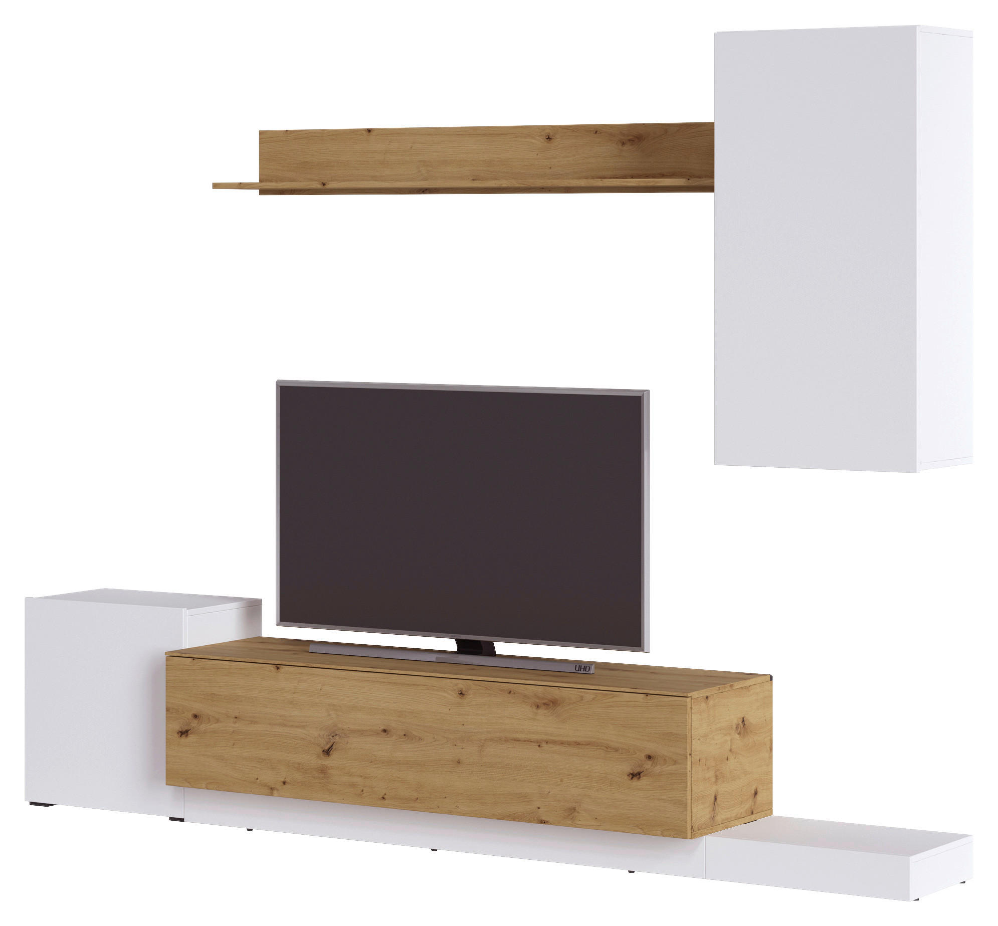 REGAL ZA DNEVNI BORAVAK bijela, hrast Artisan   - bijela/hrast Artisan, Konvencionalno, drvni materijal/plastika (254/196/42cm) - Livetastic