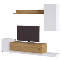 WOHNWAND  in Weiß, Eiche Artisan  254/196/42 cm  - Weiß/Eiche Artisan, KONVENTIONELL, Holzwerkstoff/Kunststoff (254/196/42cm) - Livetastic