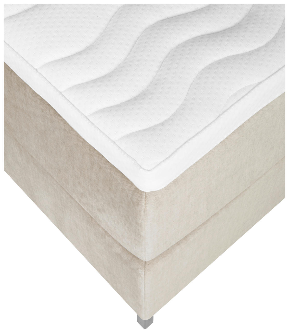 BOXSPRINGBETT 160/200 cm  in Creme  - Creme/Alufarben, Modern, Textil (160/200cm) - MID.YOU