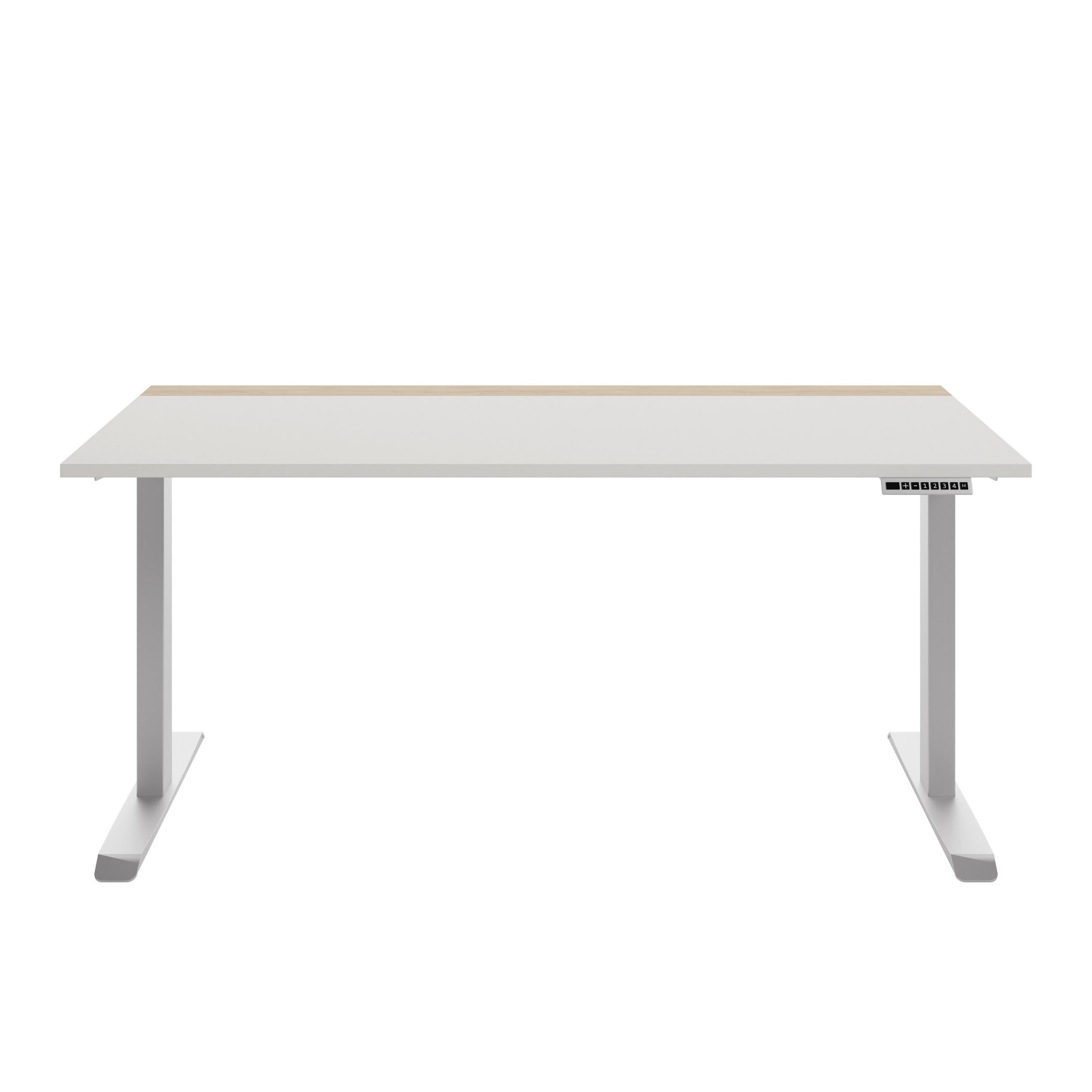 SCHREIBTISCH 160/75/72-122 cm  in Hickory, Weiß  - Silberfarben/Weiß, MODERN, Holzwerkstoff/Metall (160/75/72-122cm) - Novel