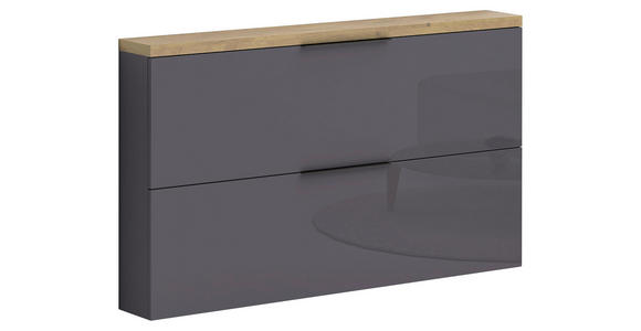 HÄNGESCHUHSCHRANK 140/82/19 cm - Eichefarben/Anthrazit Hochglanz, Design, Holzwerkstoff/Metall (140/82/19cm) - Xora