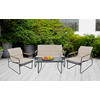 LOUNGEGARNITUR 4-teilig    - Creme/Schwarz, Modern, Glas/Kunststoff - Gardenson