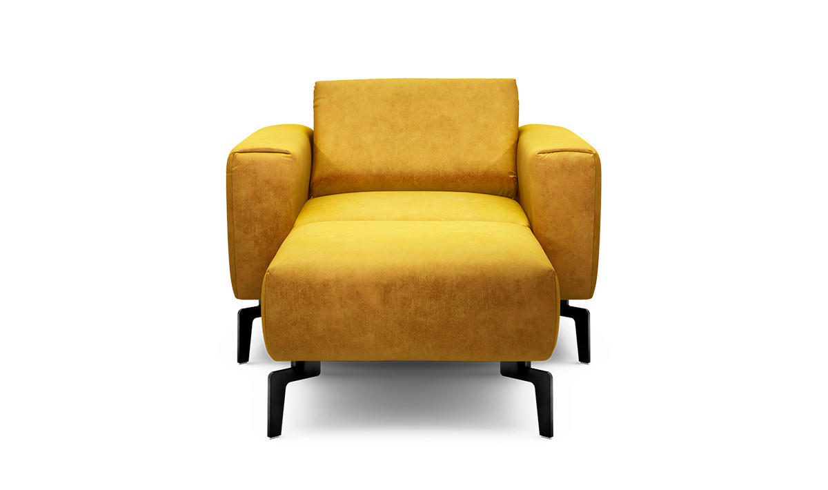 Sessel inkl. Hocker Samt    - Gelb/Schwarz, Design, Textil/Metall (110/85/86-94cm) - SENSOO