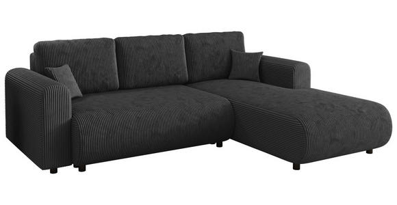 ECKSOFA inkl. Funktionen Anthrazit Cord  - Anthrazit/Schwarz, KONVENTIONELL, Kunststoff/Textil (260/200cm) - Xora