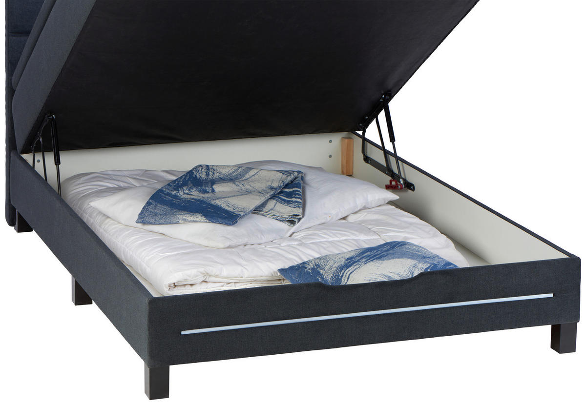 BOXSPRINGBETT 140/200 cm  in Anthrazit  - Anthrazit/Schwarz, Konventionell, Holzwerkstoff/Kunststoff (140/200cm) - Carryhome