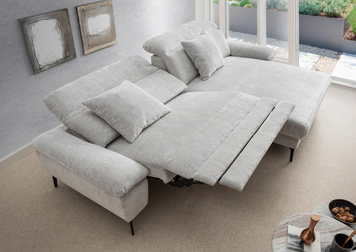 ECKSOFA Chenille Silberfarben  - Silberfarben/Schwarz, Konventionell, Textil/Metall (300/178cm) - Livetastic