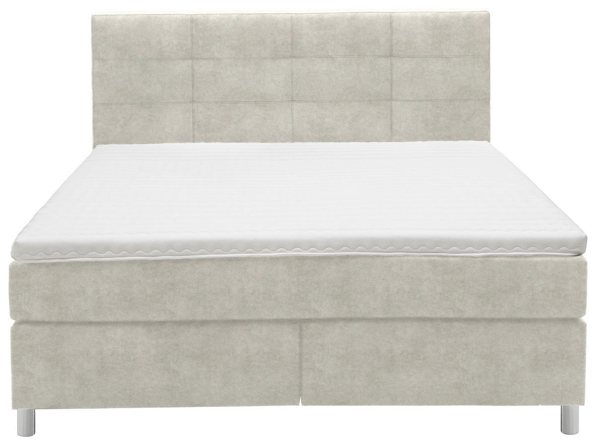 BOXSPRINGBETT 160/200 cm  in Ecru  - Chromfarben/Ecru, KONVENTIONELL, Kunststoff/Textil (160/200cm) - Voleo