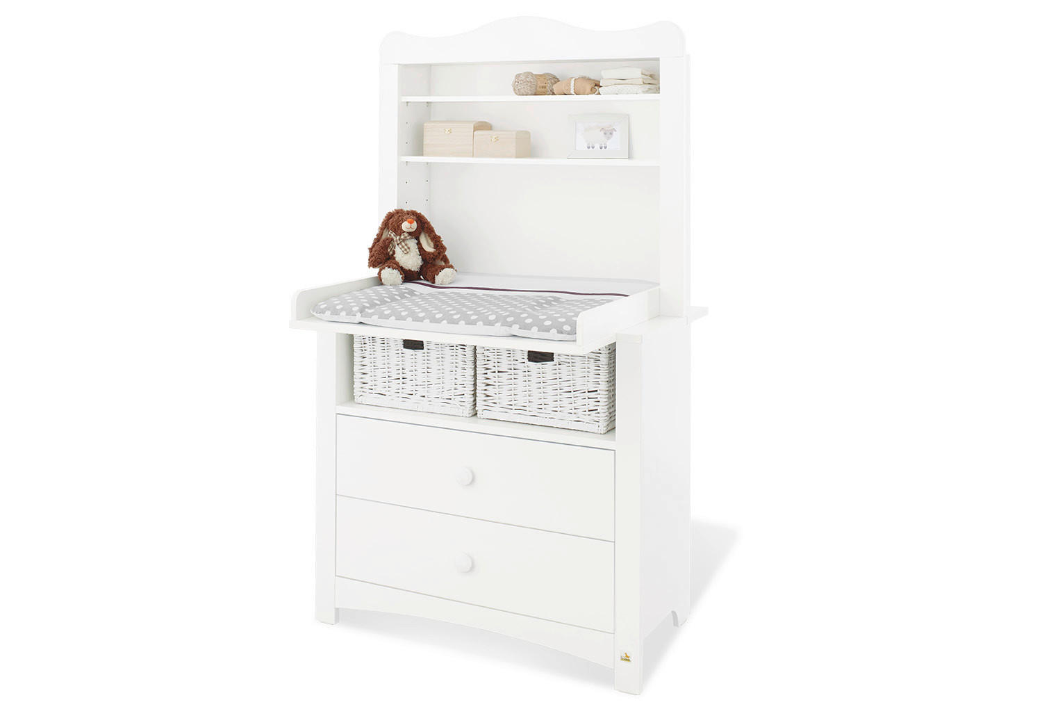 WICKELKOMMODE PINOLINO FLORENTINA Weiß  - Rosa/Weiß, ROMANTIK / LANDHAUS, Holz/Kunststoff (103/180/57-77cm) - Pinolino