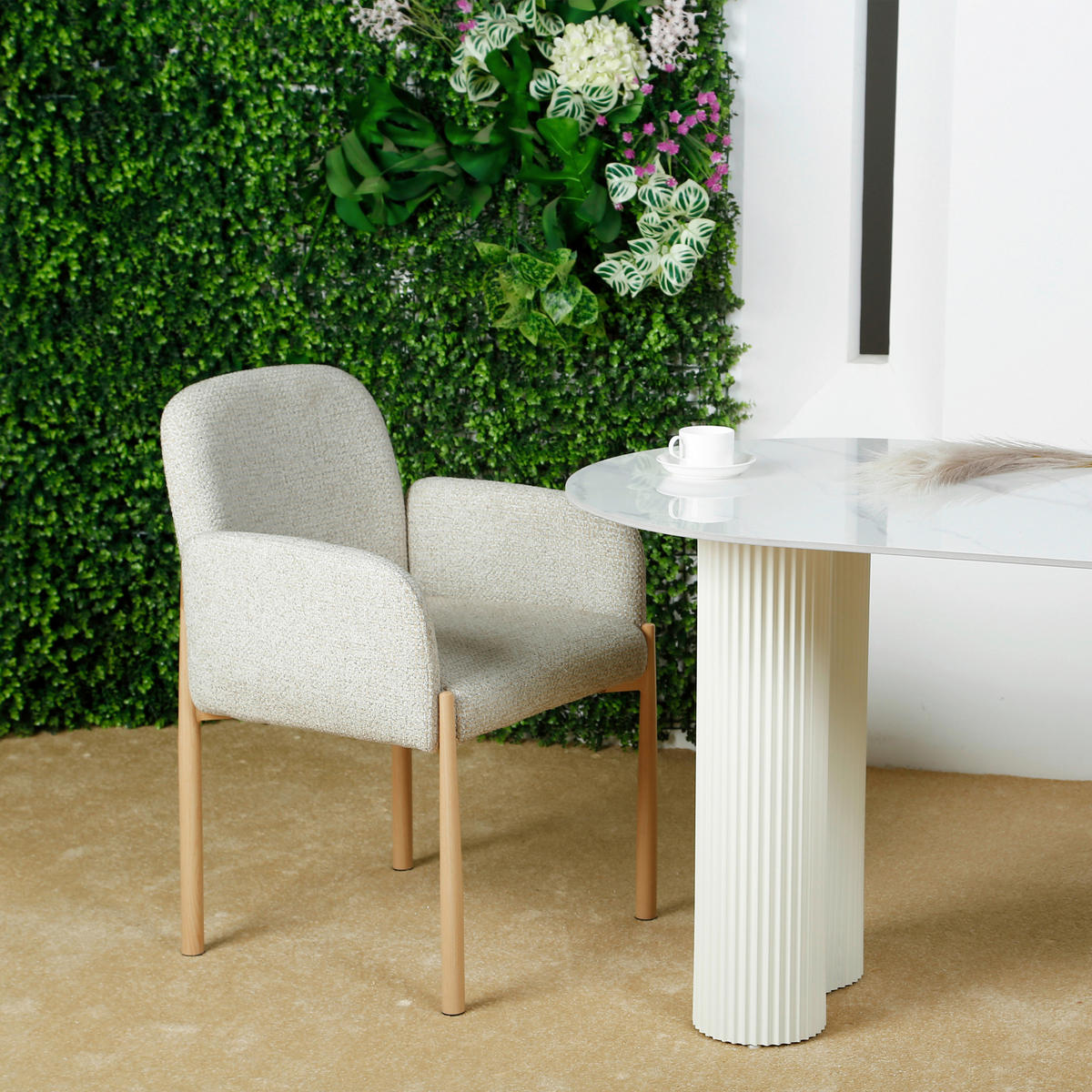 ARMLEHNSTUHL   - Taupe/Eichefarben, MODERN, Textil/Metall (58/82,5/60cm) - MID.YOU