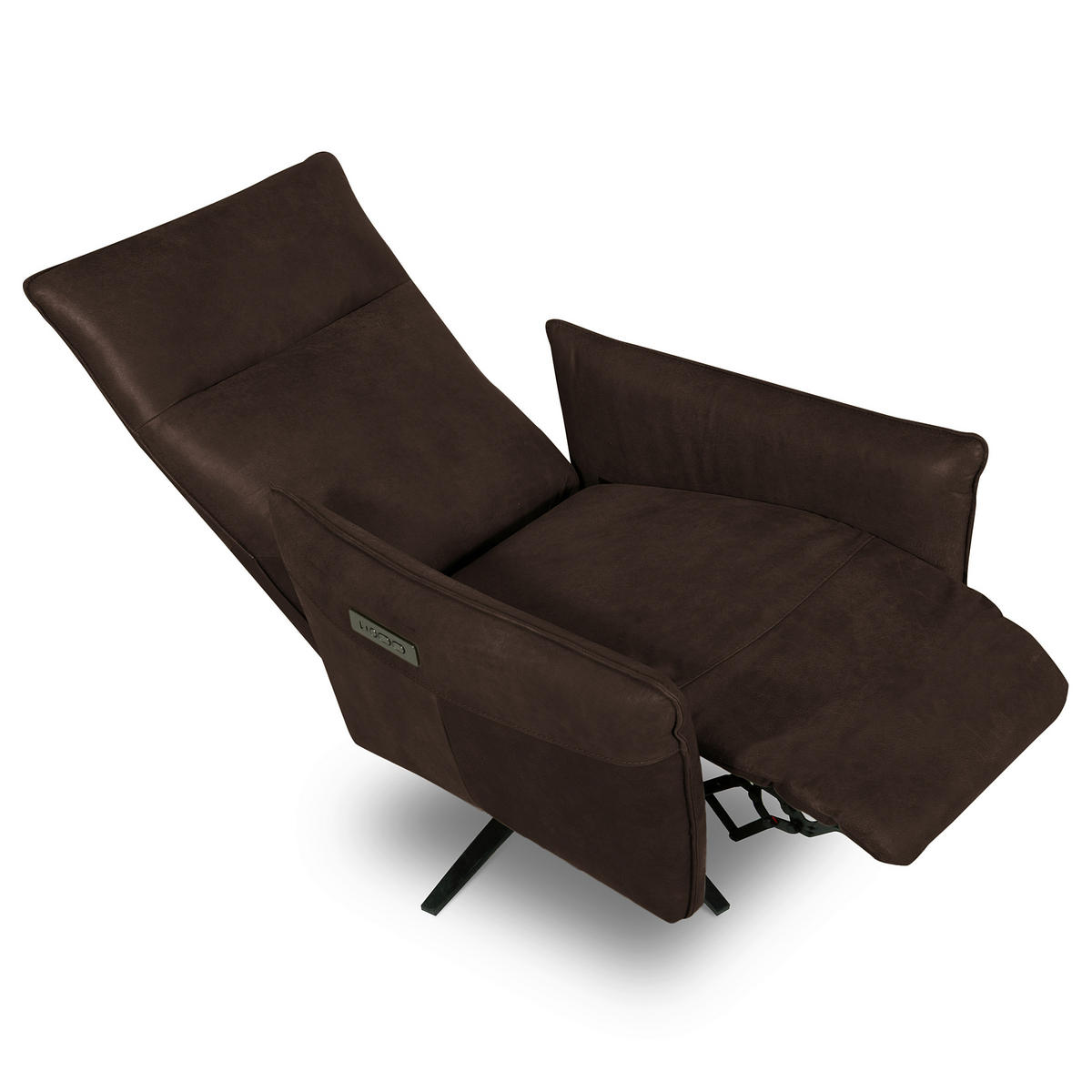 RELAXSESSEL Leder Dunkelbraun  - Dunkelbraun/Schwarz, Design, Leder/Metall (77/107/88cm) - Livetastic