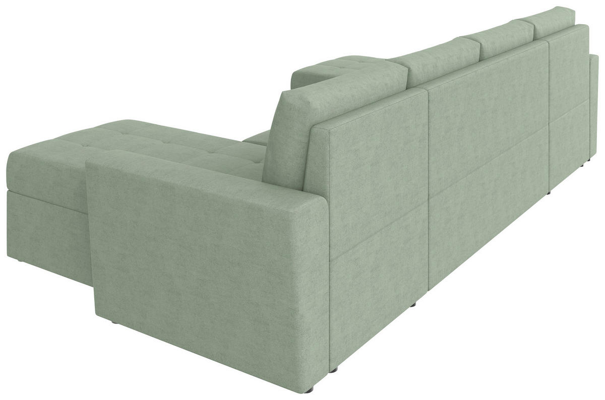 WOHNLANDSCHAFT TERMOLI Mintgrün Jacquard  - Schwarz/Mintgrün, Design, Kunststoff/Textil (155/296/155cm) - MID.YOU