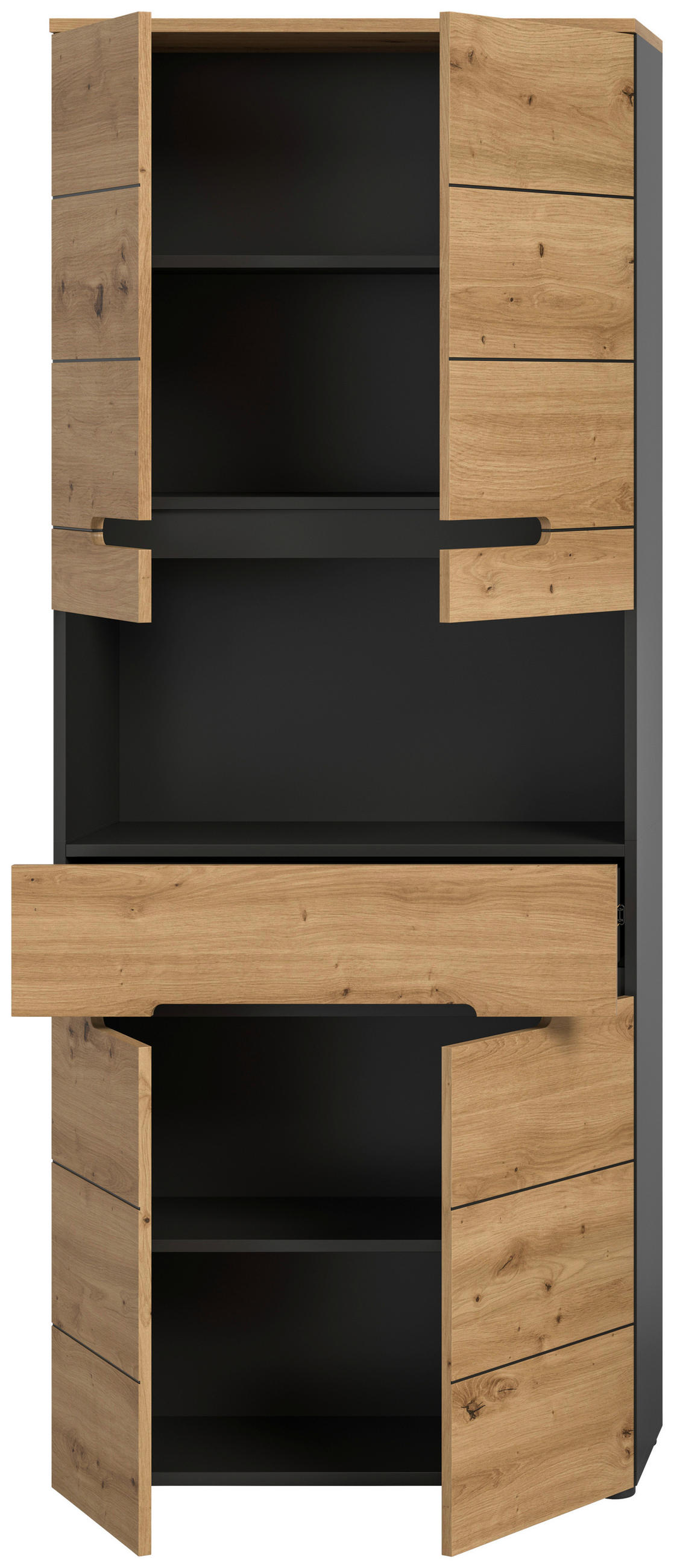 HOCHSCHRANK 76/193/34 cm  - Dunkelgrau/Schwarz, MODERN, Holzwerkstoff/Kunststoff (76/193/34cm) - MID.YOU