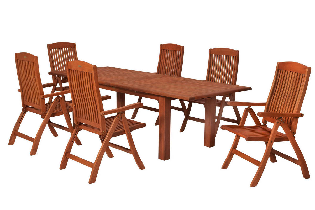 GARTENTISCHGRUPPE Eukalyptusholz Hartholz  - Eukalyptusholzfarben, KONVENTIONELL, Holz - Gardenson