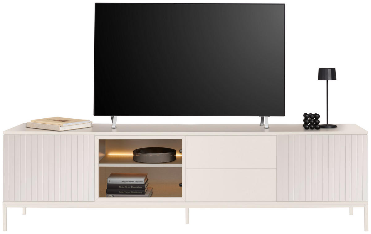 LOWBOARD  in 205,8/56/38 cm  - Kaschmir, KONVENTIONELL, Glas/Holzwerkstoff (205,8/56/38cm) - Voleo