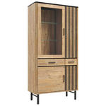 VITRINE in furniert Akazie Schwarz, Akaziefarben  - Schwarz/Akaziefarben, LIFESTYLE, Glas/Holz (100/200/45cm) - Landscape