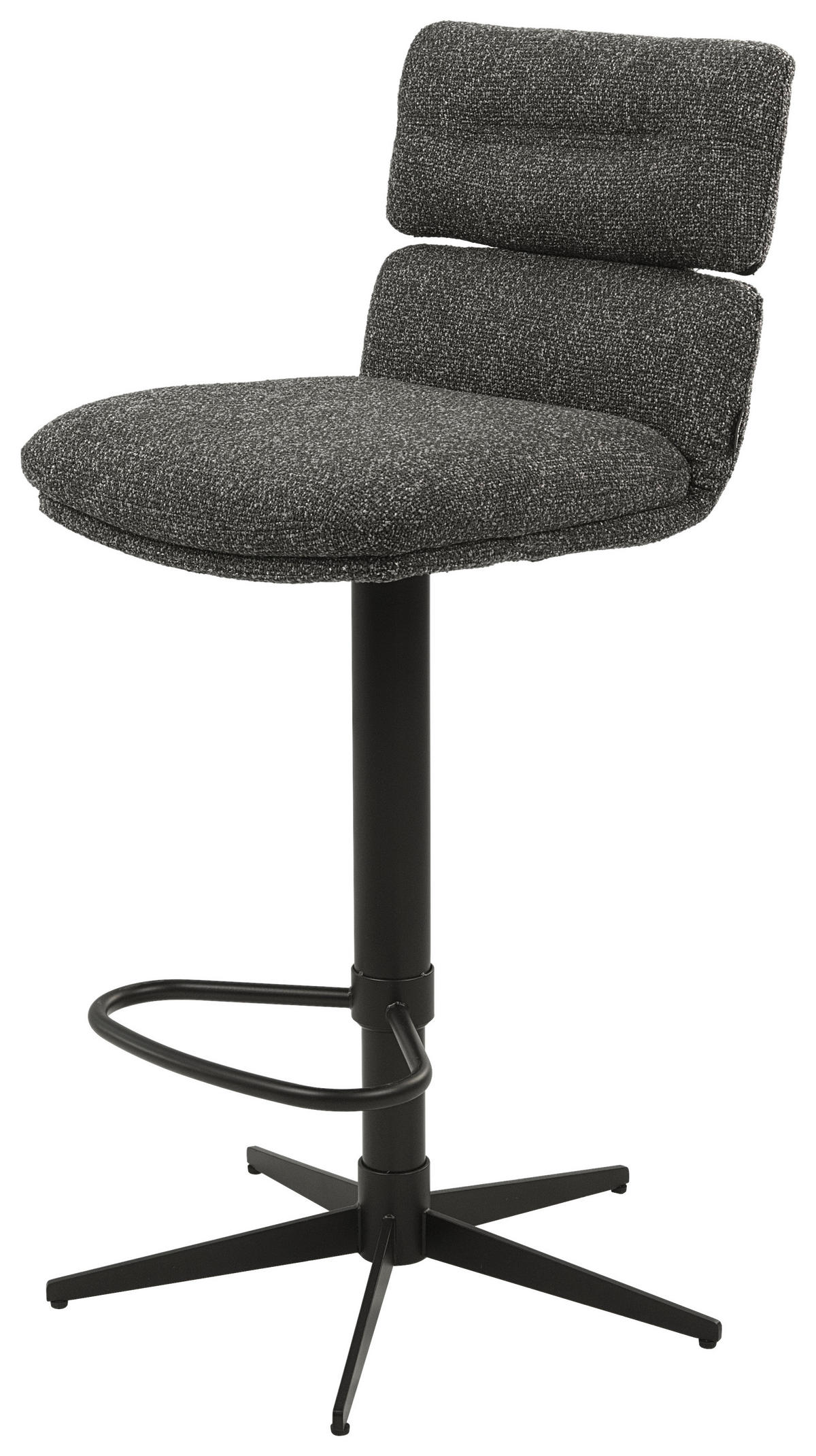 BARHOCKER Webstoff Schwarz, Dunkelgrau Eisen Lederauswahl, Stoffauswahl, Wippfunktion, Sitzfläche 360° drehbar  - Dunkelgrau/Schwarz, Design, Textil/Metall (42/99-117/50cm) - Dieter Knoll