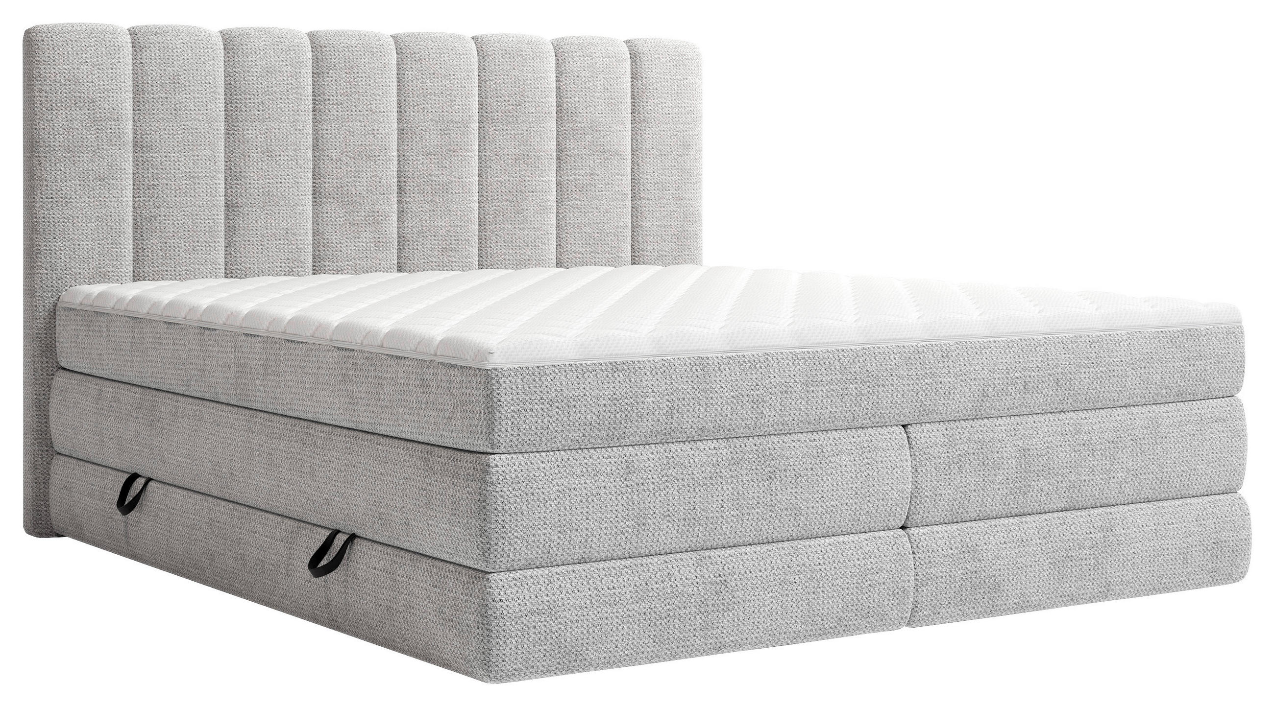 BOXSPRINGBETT 140/200 cm,  in Grau, Bettkasten, Matratzen, H2 + H3 = mittel + fest  - Schwarz/Grau, KONVENTIONELL, Kunststoff/Textil (140/200cm) - Carryhome
