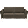 2-SITZER-SOFA  in Echtleder Graubraun   - Eichefarben/Graubraun, Natur, Leder/Holz (182/86/87cm) - Valnatura