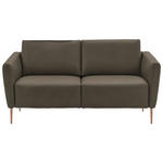 2-SITZER-SOFA  in Echtleder Graubraun   - Eichefarben/Graubraun, Natur, Leder/Holz (182/86/87cm) - Valnatura