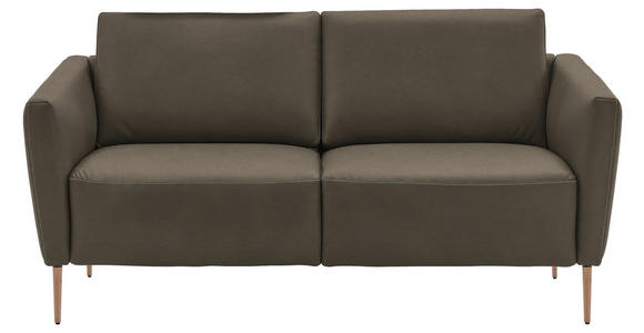 2-SITZER-SOFA  in Echtleder Graubraun   - Eichefarben/Graubraun, Natur, Leder/Holz (182/86/87cm) - Valnatura