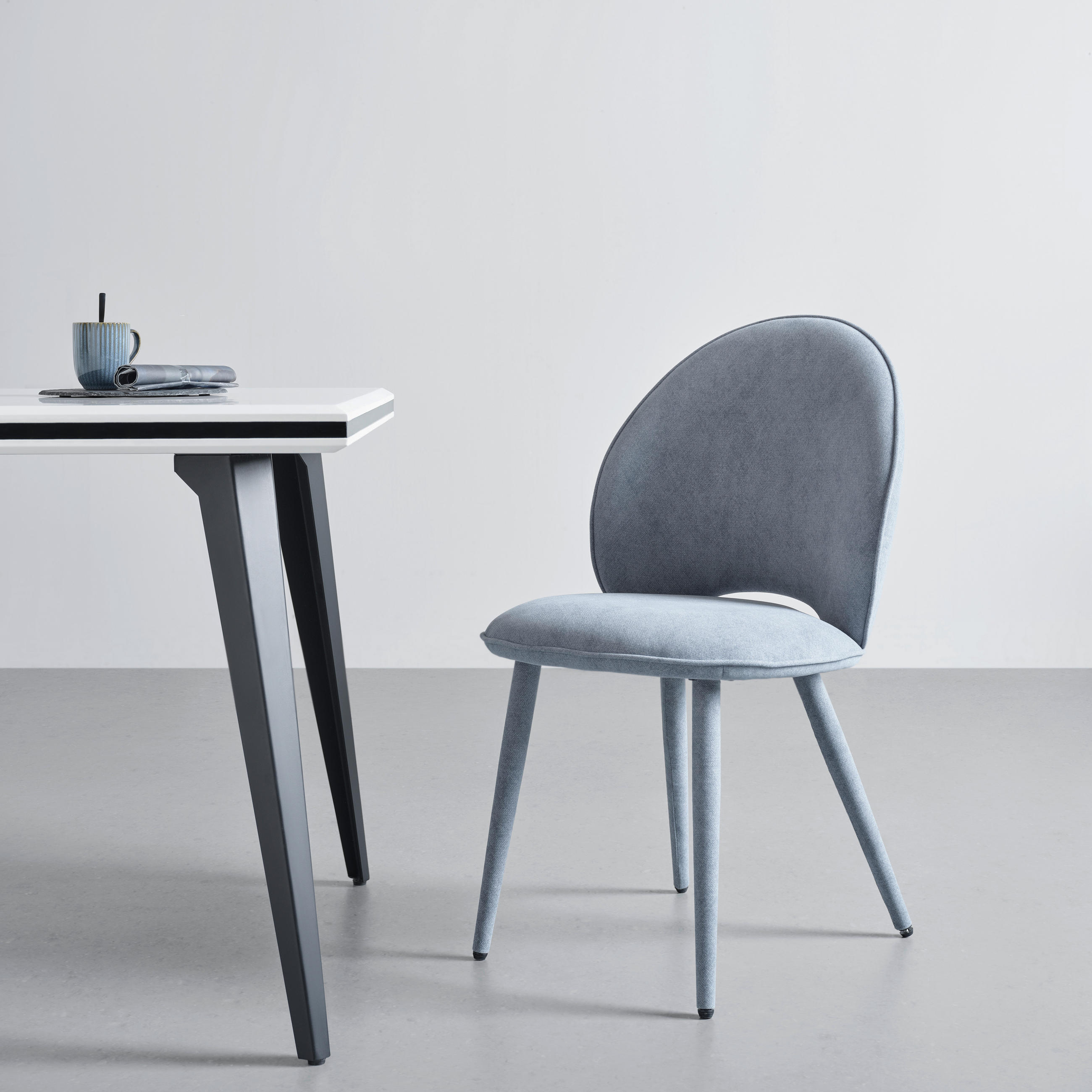 STUHL  in Eisen Mikrofaser Holz, Metall, Textil  - Hellblau, MODERN, Holz/Textil (50/87/58,5cm) - Livetastic