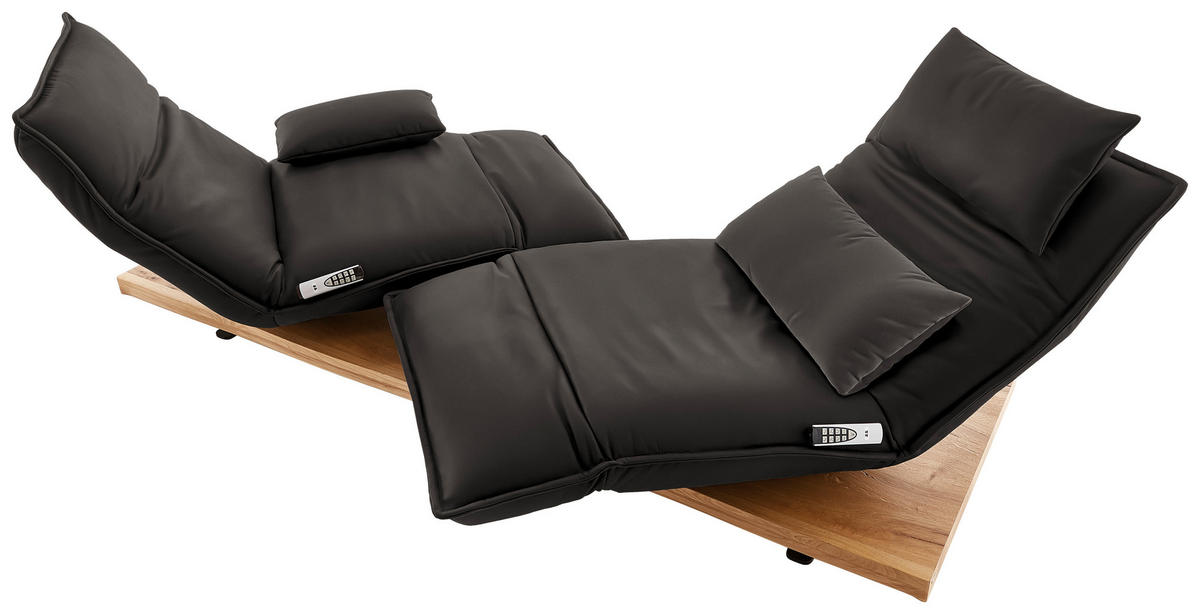 2-SITZER-SOFA  in Echtleder Graubraun   - Eichefarben/Graubraun, Natur, Leder/Holz (240/63/115cm) - Koinor