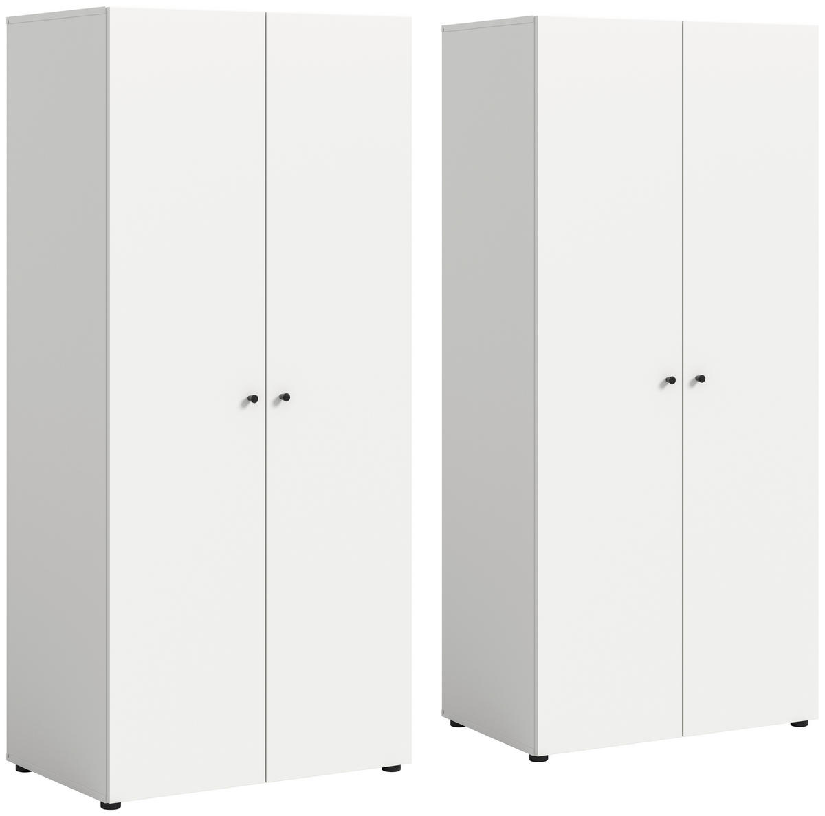 DREHTÜRENSCHRANK 160/176/51 cm,  in Weiß, 4-türig  - Schwarz/Weiß, MODERN, Holzwerkstoff/Kunststoff (160/176/51cm) - MID.YOU