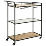 SERVIERWAGEN in Schwarz, Eichefarben  - Eichefarben/Schwarz, Trend, Holzwerkstoff/Kunststoff (70,5/80/3,5cm) - Xora