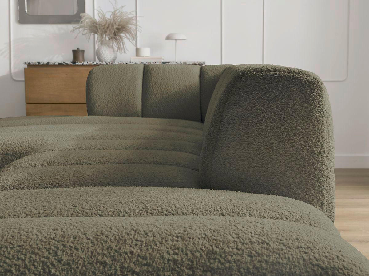 ECKSOFA  ANNECY Grün Bouclé  - Schwarz/Grün, MODERN, Kunststoff/Textil (170/262cm)