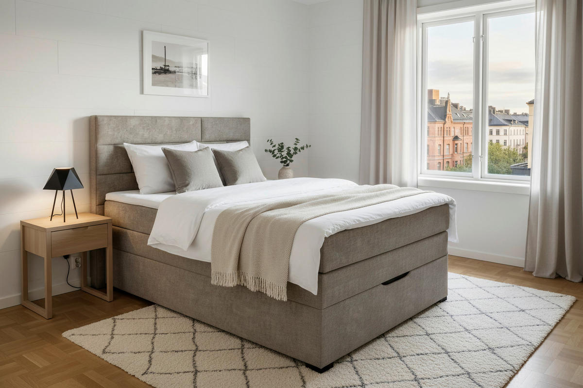 BOXSPRINGOVÁ POSTEĽ, 120/200 cm, taupe - farba wenge/taupe, Konventionell, drevo/textil (120/200cm) - Carryhome