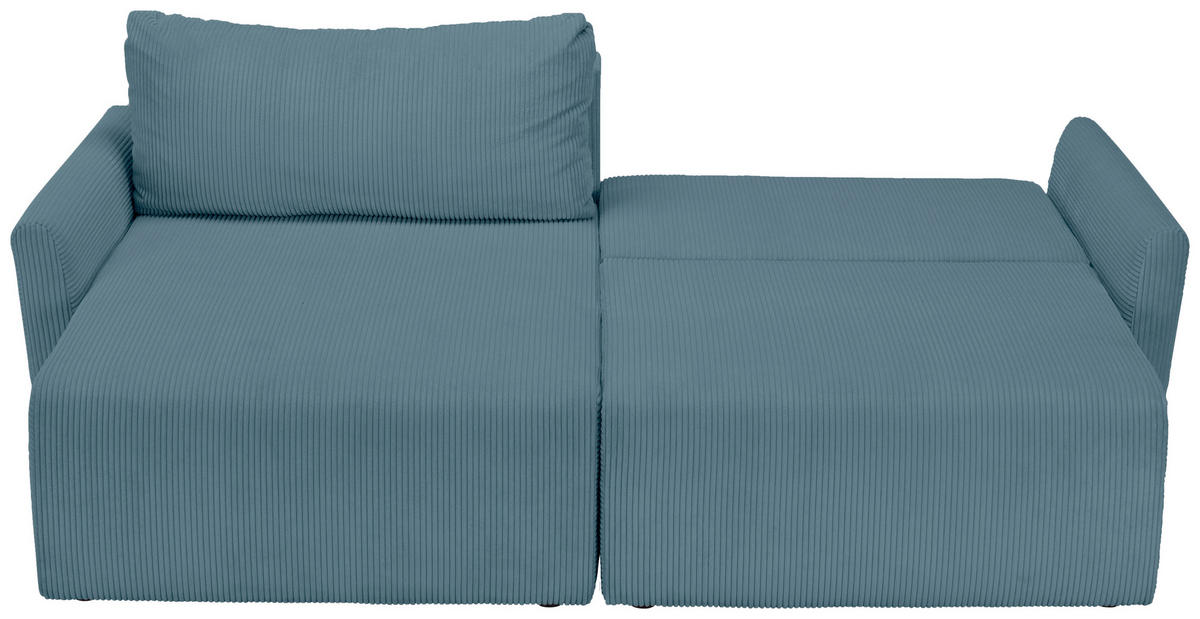 ECKSOFA in Cord Hellblau  228/146 cm  - Schwarz/Hellblau, KONVENTIONELL, Kunststoff/Textil (228/146cm) - MID.YOU