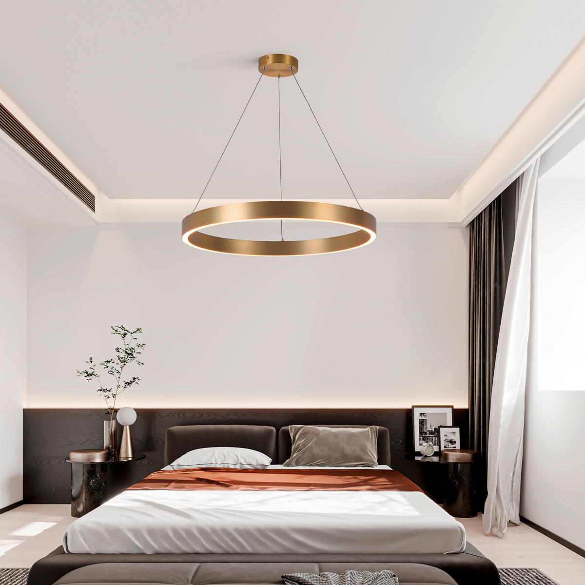 LED-HÄNGELEUCHTE Midway 60/126 cm   - Goldfarben, Design, Metall (60/126cm)