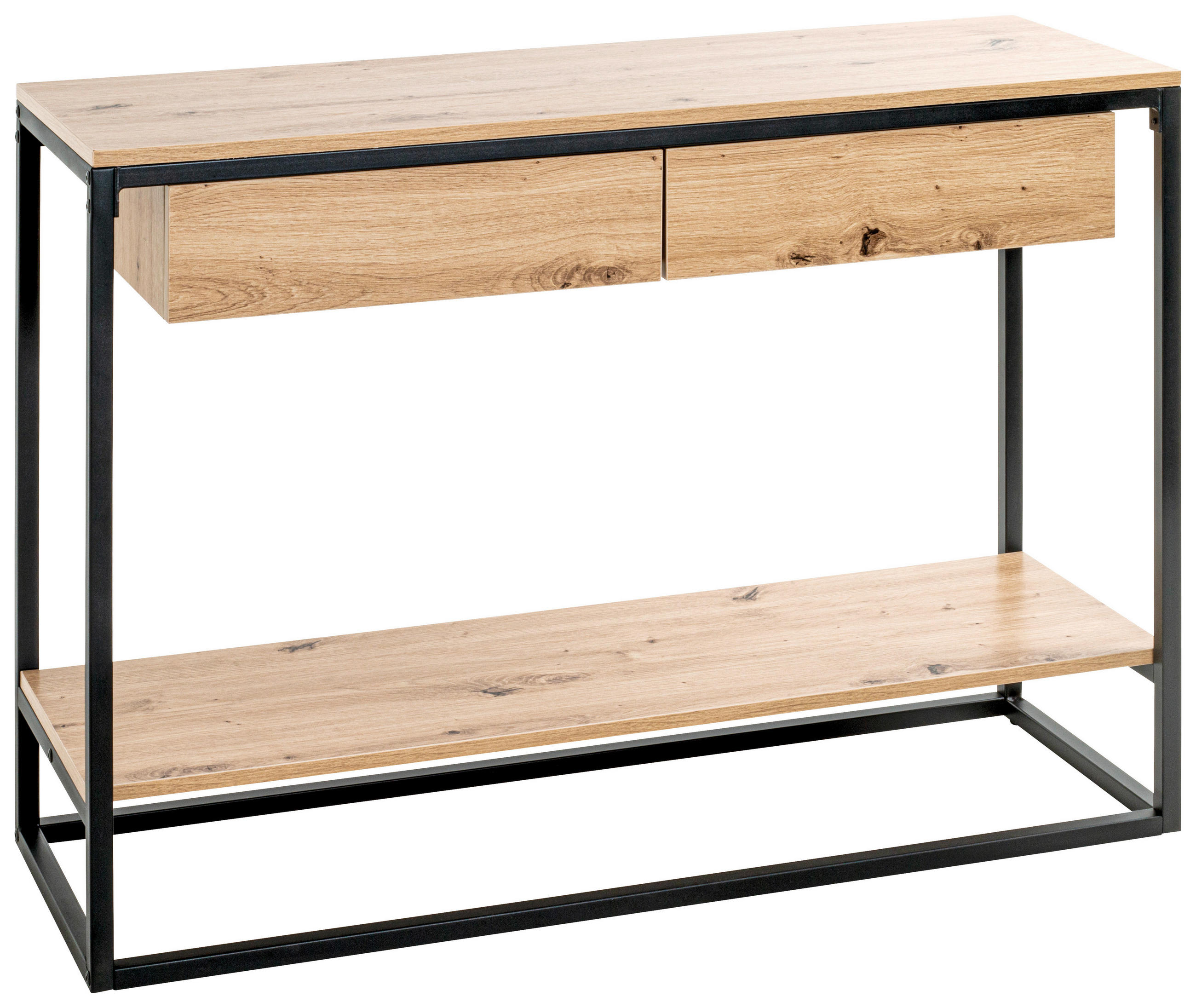 KONSOLENTISCH in Metall, Holzwerkstoff 100/35/75 cm    - Eichefarben/Schwarz, Design, Holzwerkstoff/Metall (100/35/75cm)