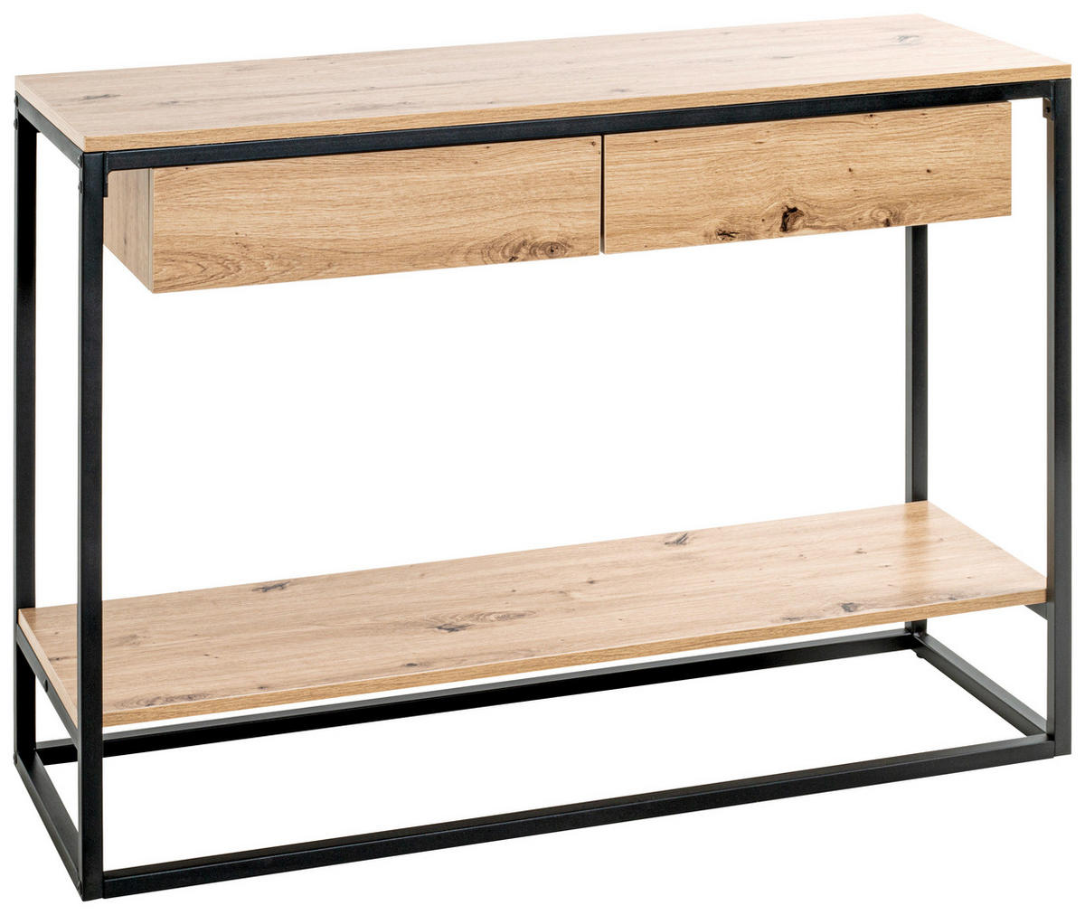 KONSOLENTISCH in Metall, Holzwerkstoff 100/35/75 cm    - Eichefarben/Schwarz, Design, Holzwerkstoff/Metall (100/35/75cm)