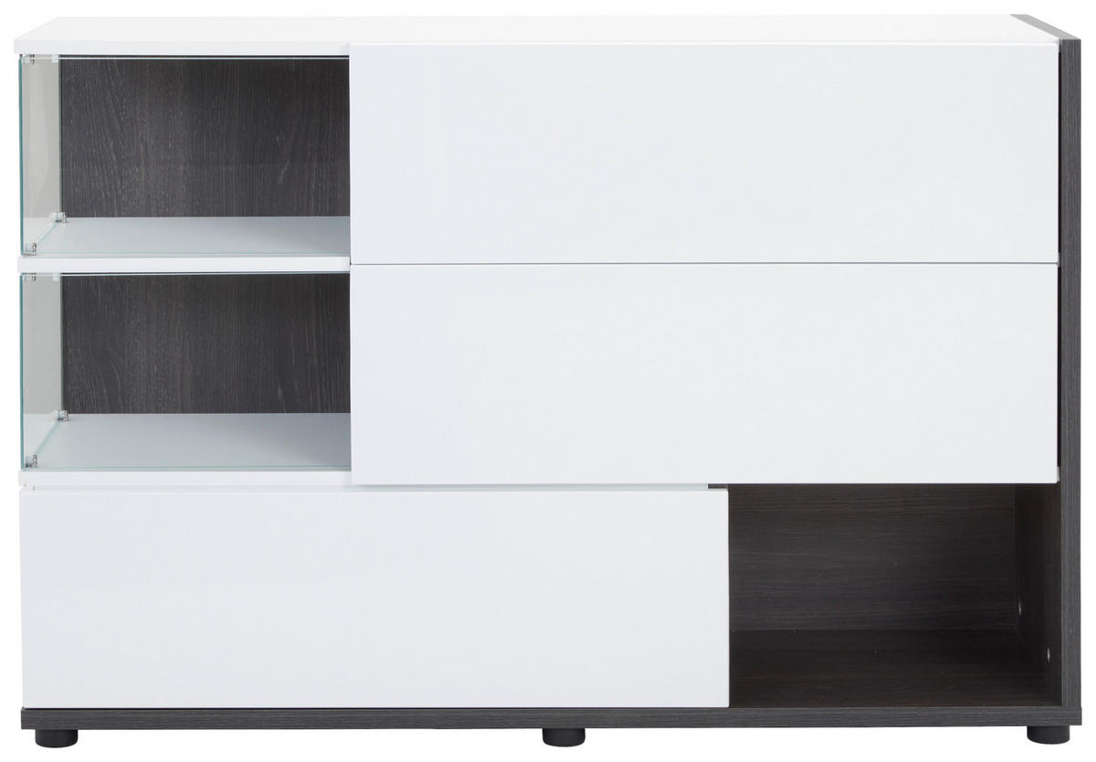 COMODĂ 120/77/40 cm  - sidefiu/alb, Design, plastic/sticlă (120/77/40cm) - MID.YOU