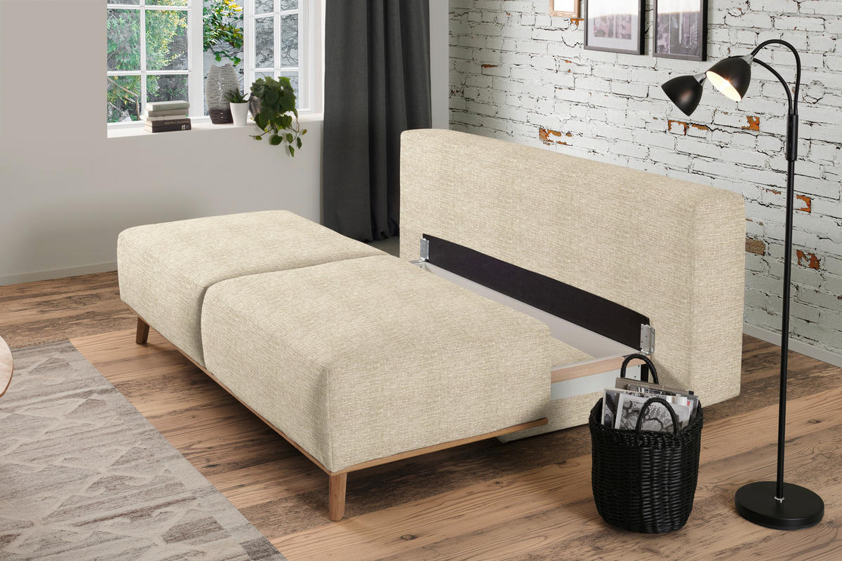 BOXSPRINGSOFA Beige  - Beige, Design, Holz/Textil (203/97/107cm) - Dieter Knoll